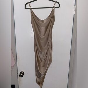 Long Satin V-neck dress